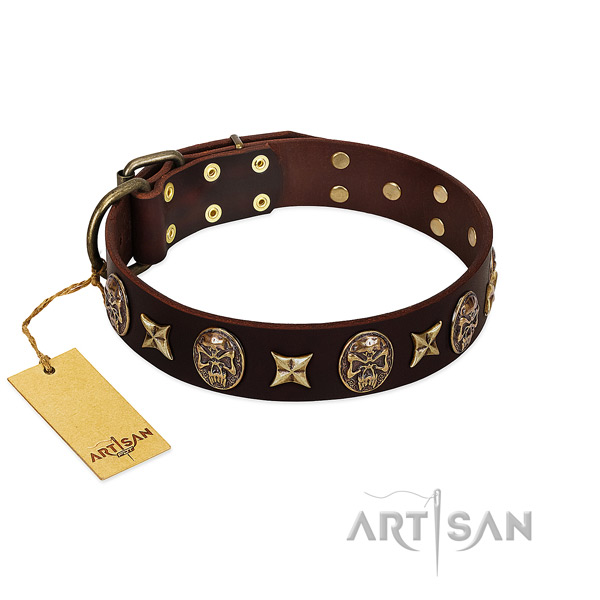 Exquisite full grain natural leather collar for your pet
