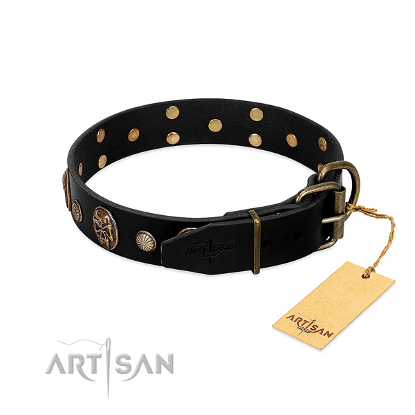 Strong hardware on leather collar for everyday walking your four-legged friend