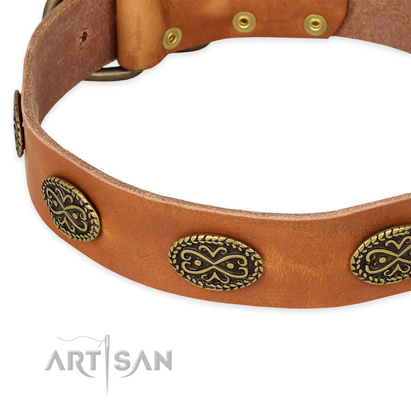 Stylish design genuine leather collar for your stylish doggie