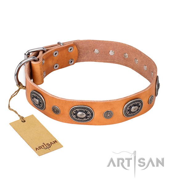 Durable full grain leather collar created for your doggie