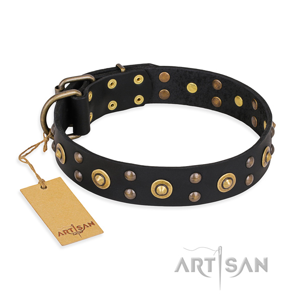 Easy wearing stylish design dog collar with corrosion resistant D-ring