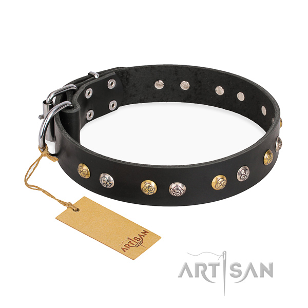 Daily walking top quality dog collar with rust-proof D-ring