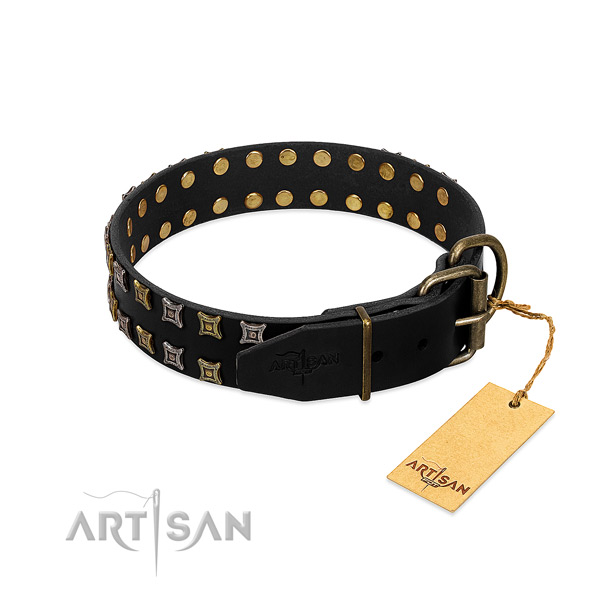 Soft genuine leather dog collar created for your canine