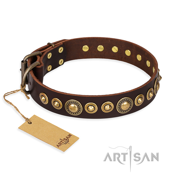 Quality full grain leather collar handmade for your doggie