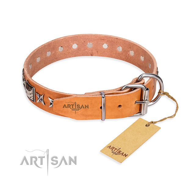 Fine quality studded dog collar of leather