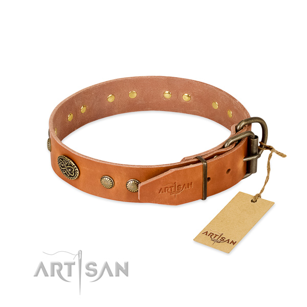 Rust resistant fittings on full grain natural leather dog collar for your pet