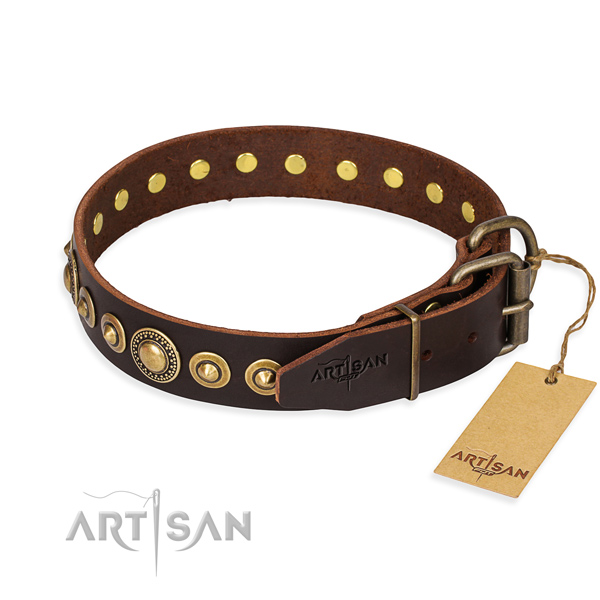Best quality genuine leather dog collar handcrafted for daily walking