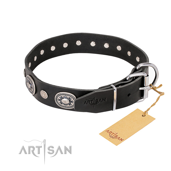 Durable leather dog collar crafted for comfy wearing
