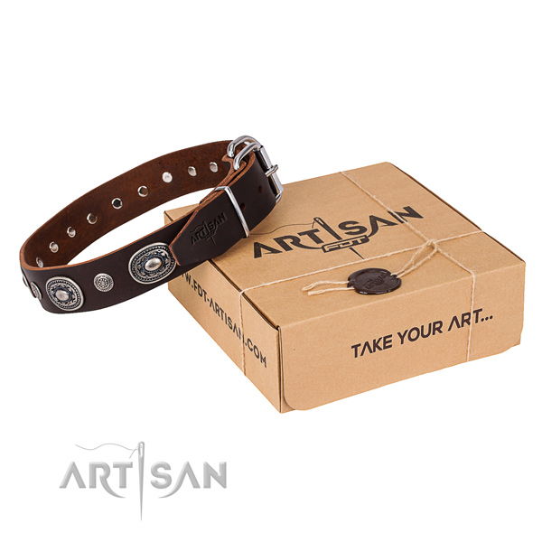 High quality leather dog collar handmade for everyday use