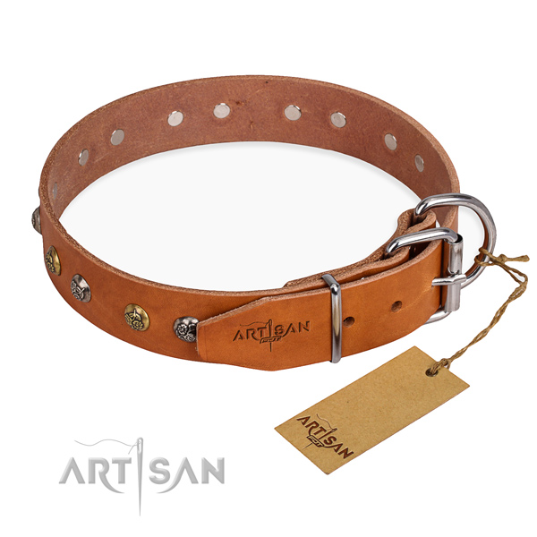 Quality full grain genuine leather dog collar made for everyday use