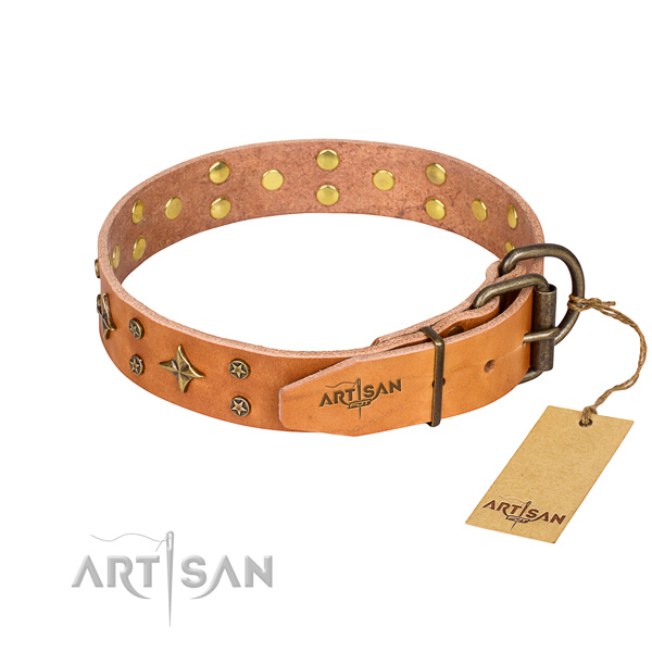 Handy use studded dog collar of best quality full grain genuine leather