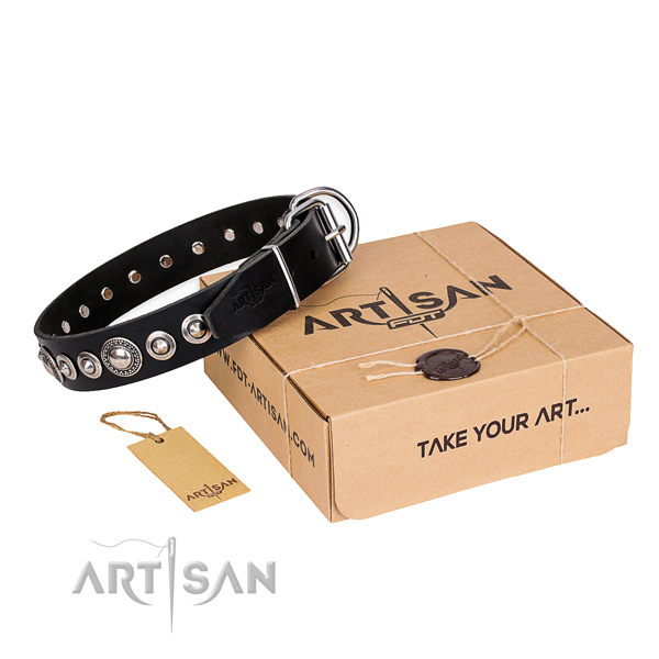 Top notch leather dog collar