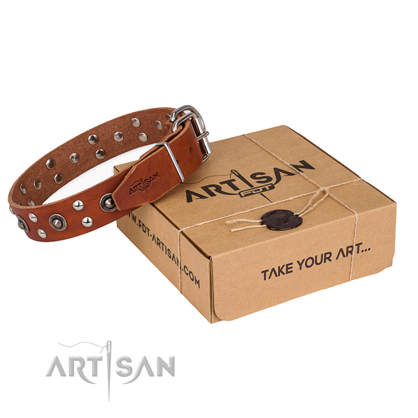 Durable fittings on genuine leather collar for your stylish canine