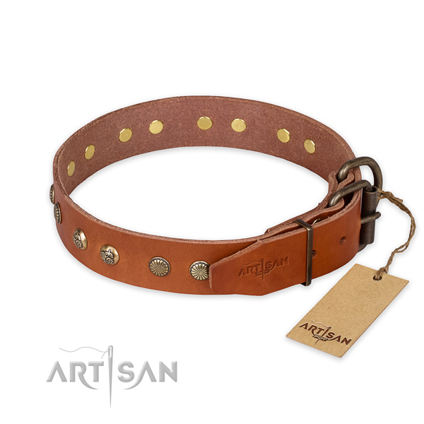 Durable fittings on leather collar for your beautiful canine
