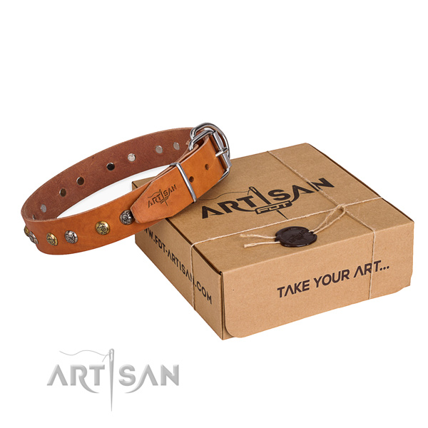 Soft to touch full grain genuine leather dog collar handcrafted for comfortable wearing