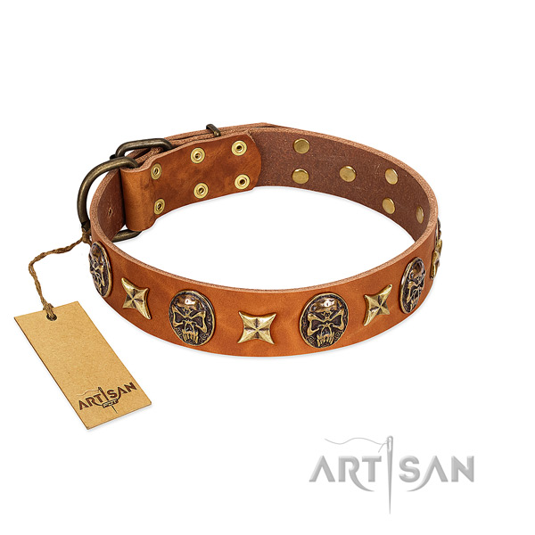 Perfect fit natural genuine leather collar for your doggie