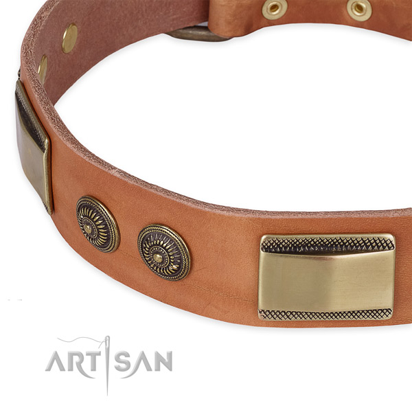 Stylish design full grain leather collar for your lovely four-legged friend