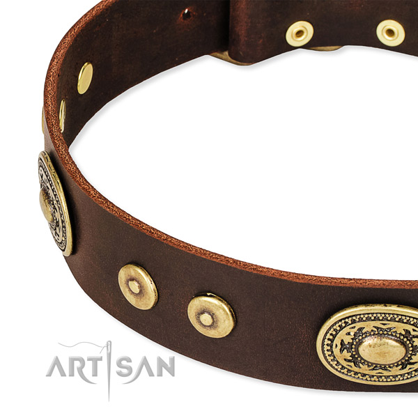 Studded dog collar made of top rate full grain natural leather