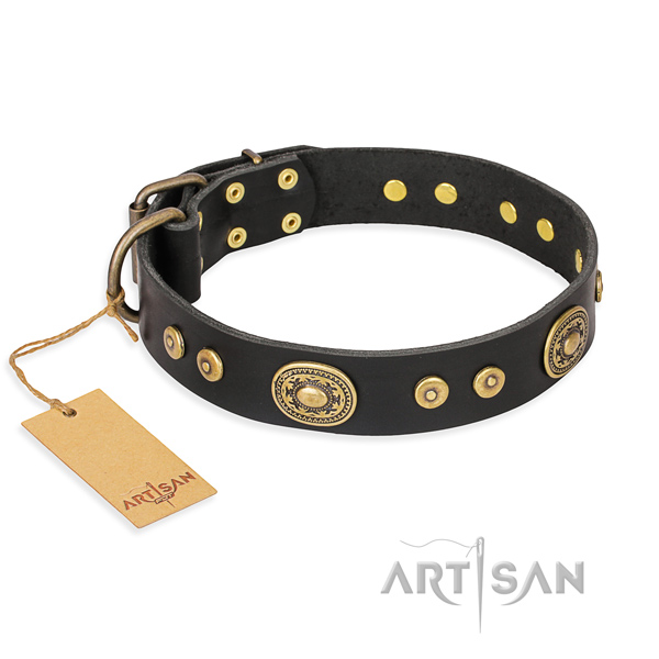 Leather dog collar made of best quality material with durable fittings