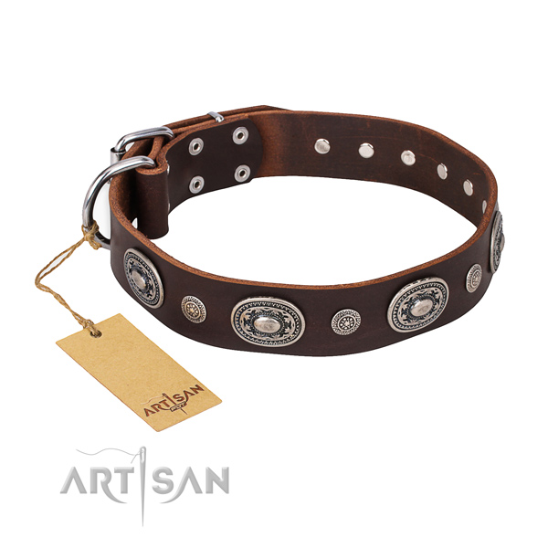 Durable leather collar handcrafted for your four-legged friend