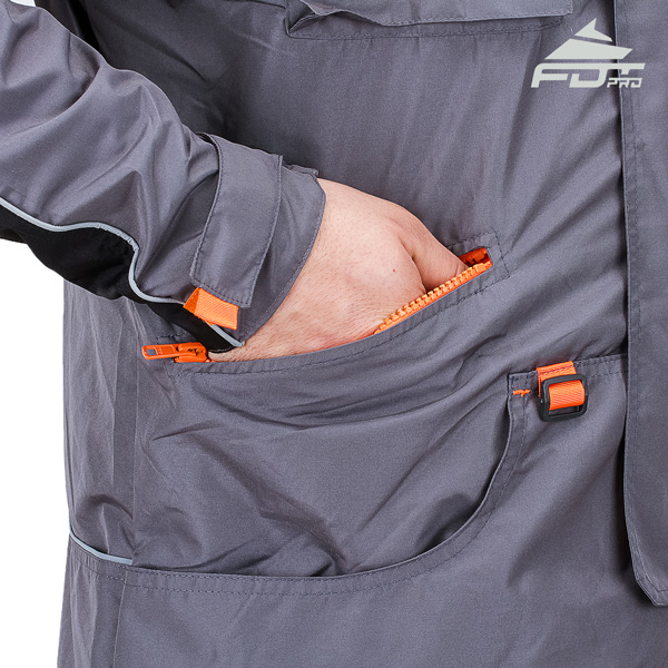 FDT Professional Dog Trainer Jacket with Back Pockets for Any Weather Use