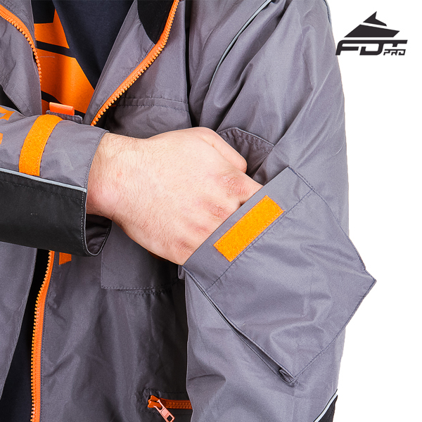 Grey Color FDT Pro Design Dog Trainer Jacket with Strong Sleeve Pocket
