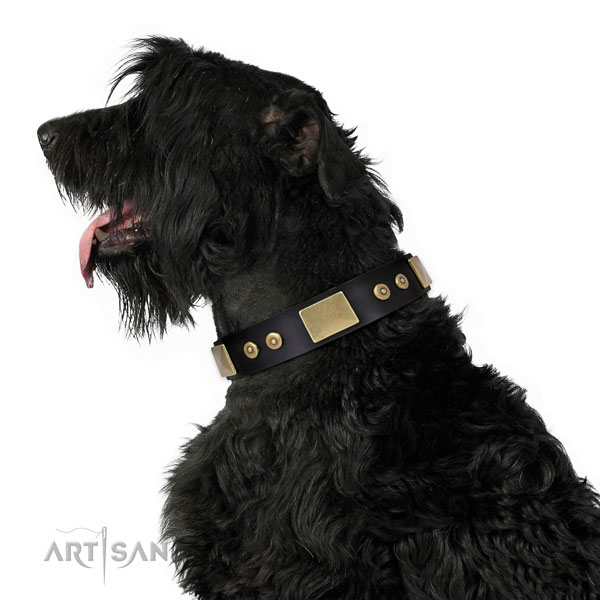 Reliable easy wearing dog collar of genuine leather