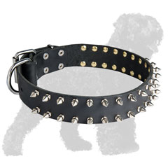 Stylish Spiked Leather Russian Terrier Collar for Handling