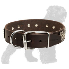 Durable Leather Black Russian Terrier Collar with Reliable Nickel Buckle