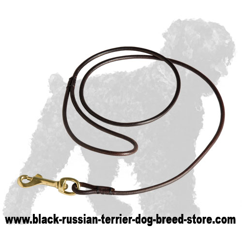 Soft Rolled Leather Black Russian Terrier Leash