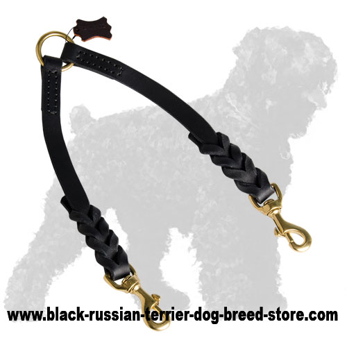 Braided Leather Russian Terrier Coupler