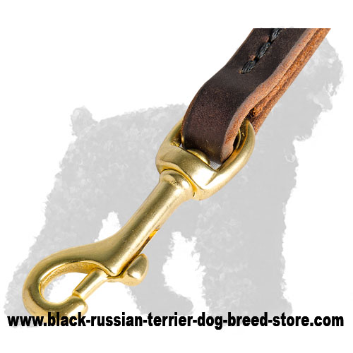 Strong Snap Hook  of Short Leather Russian Terrier Pull Tab Leash