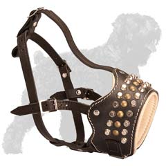 Royal studded leather muzzle with piramids
