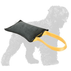 Leather Black Russian Terrier Bite Tug with Handle